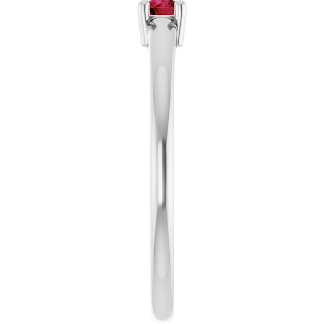 14K Gold Round Natural Ruby Solitaire Ring - White Gold - view 4