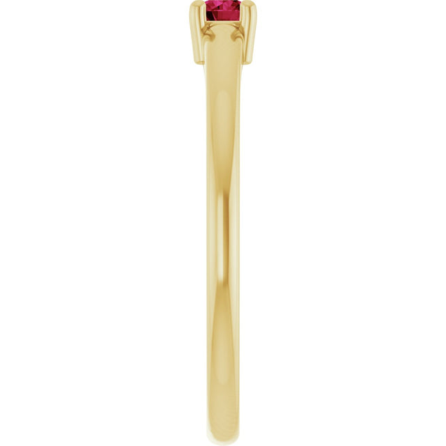 14K Gold Round Natural Ruby Solitaire Ring - Yellow Gold - view 4