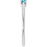 14K Gold Round Natural Blue Zircon Solitaire Ring - White Gold - view 4