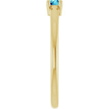 14K Gold Round Natural Blue Zircon Solitaire Ring - Yellow Gold - view 4