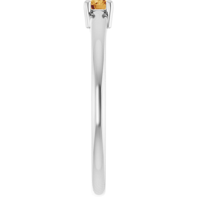 Platinum Round Natural Citrine Solitaire Ring - view 4