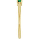 14K Gold Round Natural Emerald Solitaire Ring - Yellow Gold - view 4