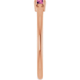 14K Gold Round Natural Pink Tourmaline Solitaire Ring - Rose Gold - view 4