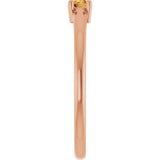 14K Gold Round Natural Citrine Solitaire Ring - Rose Gold - view 4