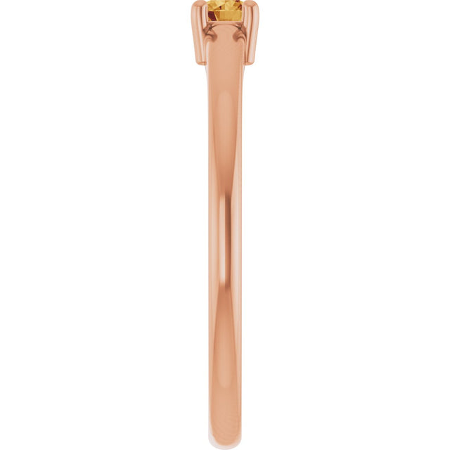 14K Gold Round Natural Citrine Solitaire Ring - Rose Gold - view 4