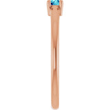 14K Gold Round Natural Blue Zircon Solitaire Ring - Rose Gold - view 4