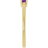 14K Gold Round Natural Natural Amethyst Solitaire Ring - Yellow Gold - view 4
