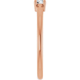 14K Gold Round Natural White Sapphire Solitaire Ring - Rose Gold - view 4