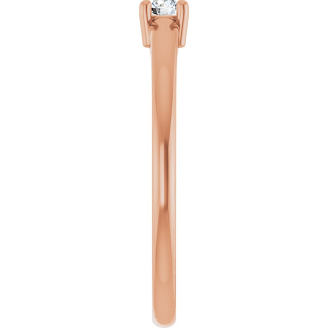 14K Gold Round Natural White Sapphire Solitaire Ring - Rose Gold - view 4