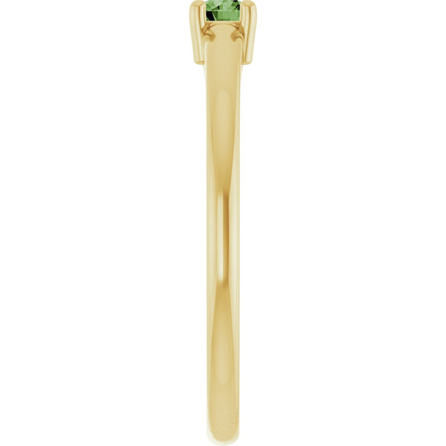 14K Gold Round Natural Green Sapphire Solitaire Ring - Yellow Gold - view 4