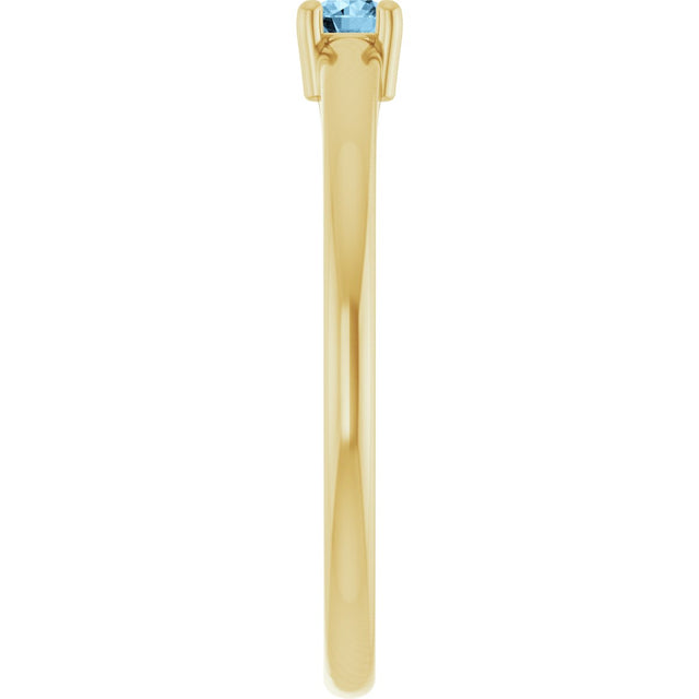 14K Gold Round Natural Sky Blue Topaz Solitaire Ring - Yellow Gold - view 4
