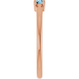 14K Gold Round Natural Sky Blue Topaz Solitaire Ring - Rose Gold - view 4