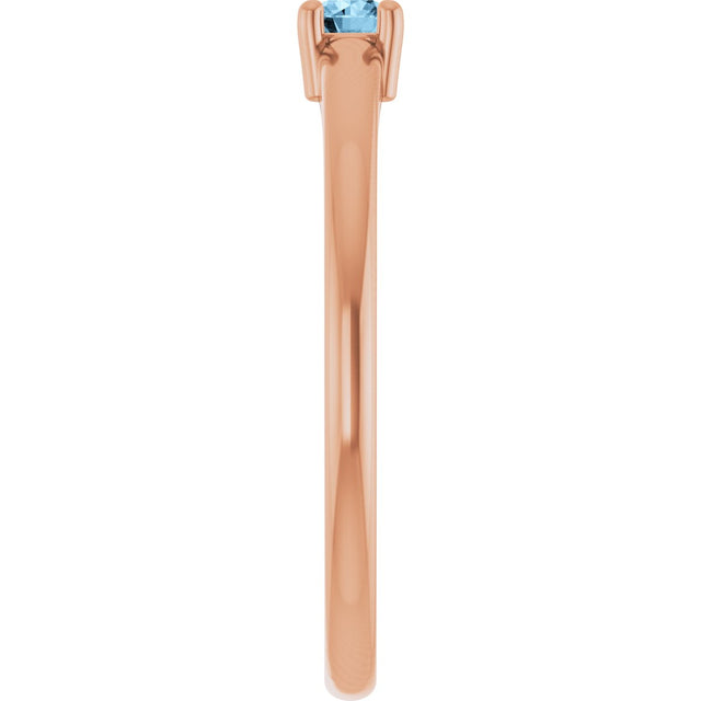 14K Gold Round Natural Sky Blue Topaz Solitaire Ring - Rose Gold - view 4