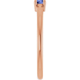 14K Gold Round Natural Tanzanite Solitaire Ring - Rose Gold - view 4
