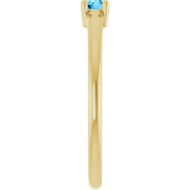 14K Gold Round Natural Swiss Blue Topaz Solitaire Ring - Yellow Gold - view 4