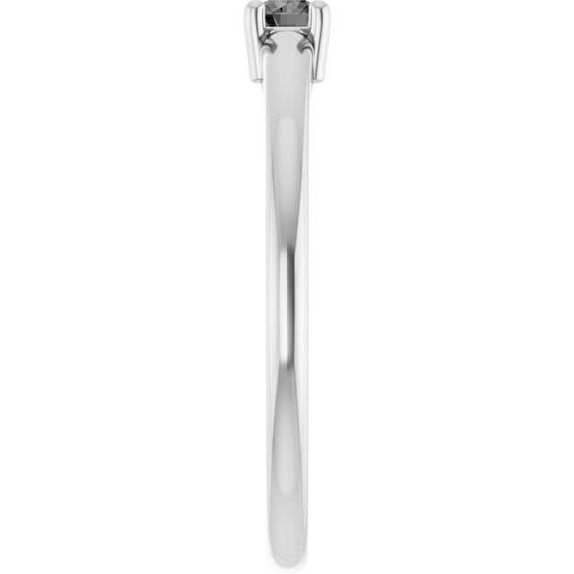 Platinum Round Natural Gray Spinel Solitaire Ring - view 4