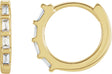 14K Gold Straight Baguette Natural Diamond Baguette Huggie Earrings - Yellow Gold