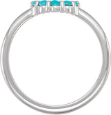 Platinum Round Natural Turquoise Cabochon Halo-Style Ring - view 2