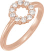 14K Gold Round Natural Diamond Cabochon Halo-Style Ring - Rose Gold
