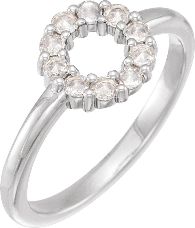 Platinum Round Natural Diamond Cabochon Halo-Style Ring