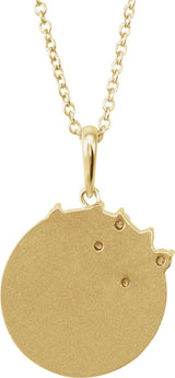 14K Gold Round Natural Diamond Engravable Family Tree Necklace or Pendant - Yellow Gold - view 3