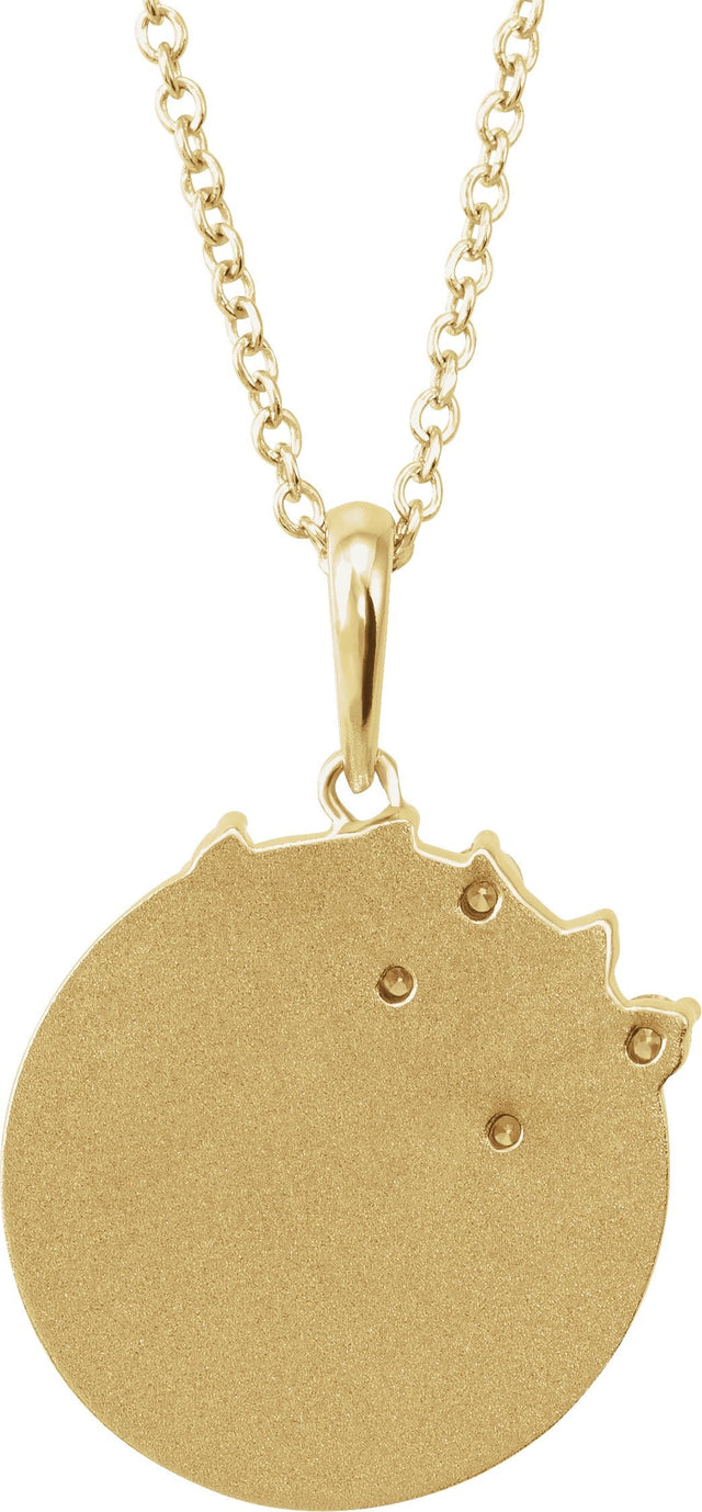 14K Gold Round Natural Diamond Engravable Family Tree Necklace or Pendant - Yellow Gold - view 3