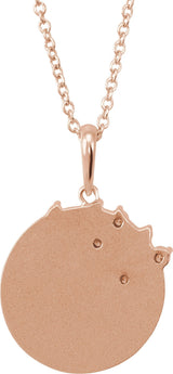 14K Gold Round Natural Diamond Engravable Family Tree Necklace or Pendant - Rose Gold - view 3