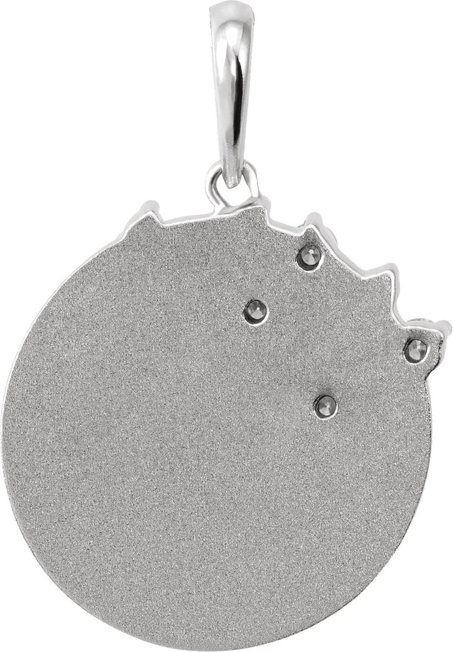 Platinum Round Natural Diamond Engravable Family Tree Necklace or Pendant - view 3