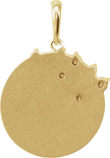 14K Gold Round Natural Diamond Engravable Family Tree Necklace or Pendant - Yellow Gold - view 3