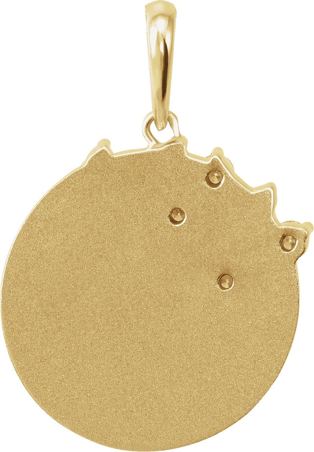 14K Gold Round Natural Diamond Engravable Family Tree Necklace or Pendant - Yellow Gold - view 3