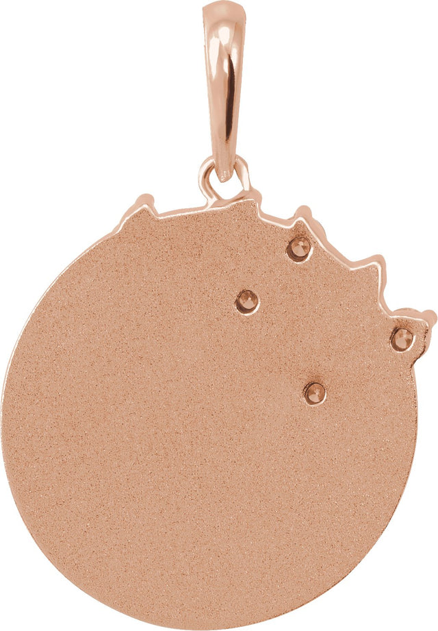 14K Gold Round Natural Diamond Engravable Family Tree Necklace or Pendant - Rose Gold - view 3