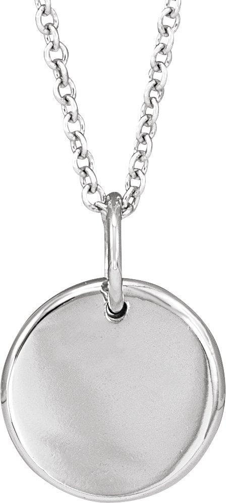 14K Gold Round Natural Diamond Engravable Accented Necklace – 0.005 CTW - White Gold - view 3