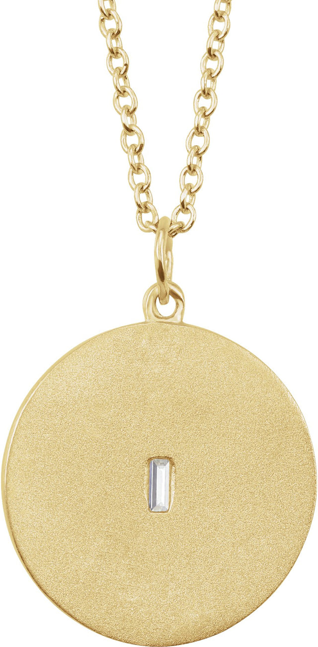 14K Gold Marquise Natural Diamond Accented Disc Necklace or Pendant - Yellow Gold - view 3