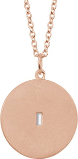 14K Gold Marquise Natural Diamond Accented Disc Necklace or Pendant - Rose Gold - view 3