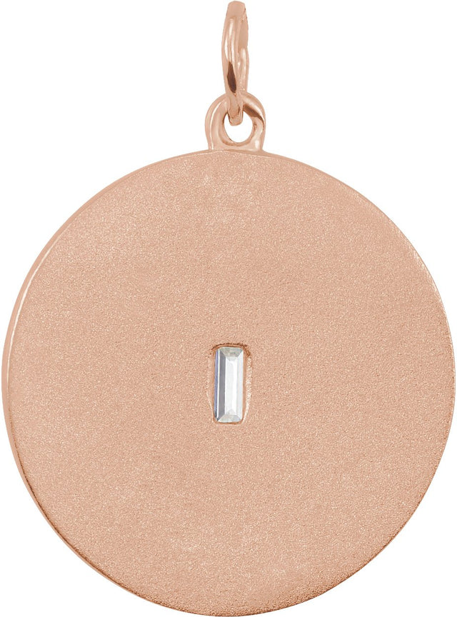 14K Gold Marquise Natural Diamond Accented Disc Necklace or Pendant - Rose Gold - view 3