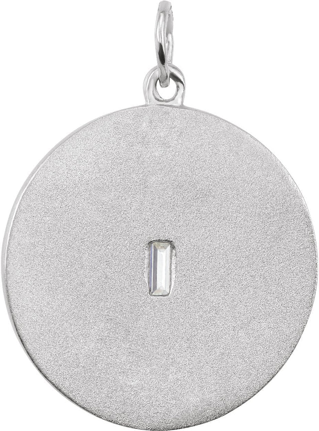 14K Gold Marquise Natural Diamond Accented Disc Necklace or Pendant - White Gold - view 3