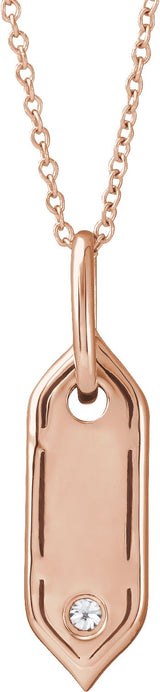 14K Gold Round Natural Diamond Initial Necklace - Rose Gold - view 4