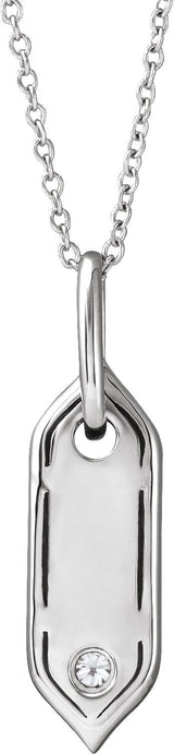 14K Gold Round Natural Diamond Initial Necklace - White Gold - view 3