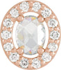14K Gold Natural Diamond Oval Rose-Cut Halo-Style Pendant - Rose Gold