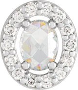 Platinum Natural Diamond Oval Rose-Cut Halo-Style Pendant