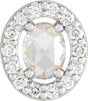 Platinum Natural Diamond Oval Rose-Cut Halo-Style Pendant
