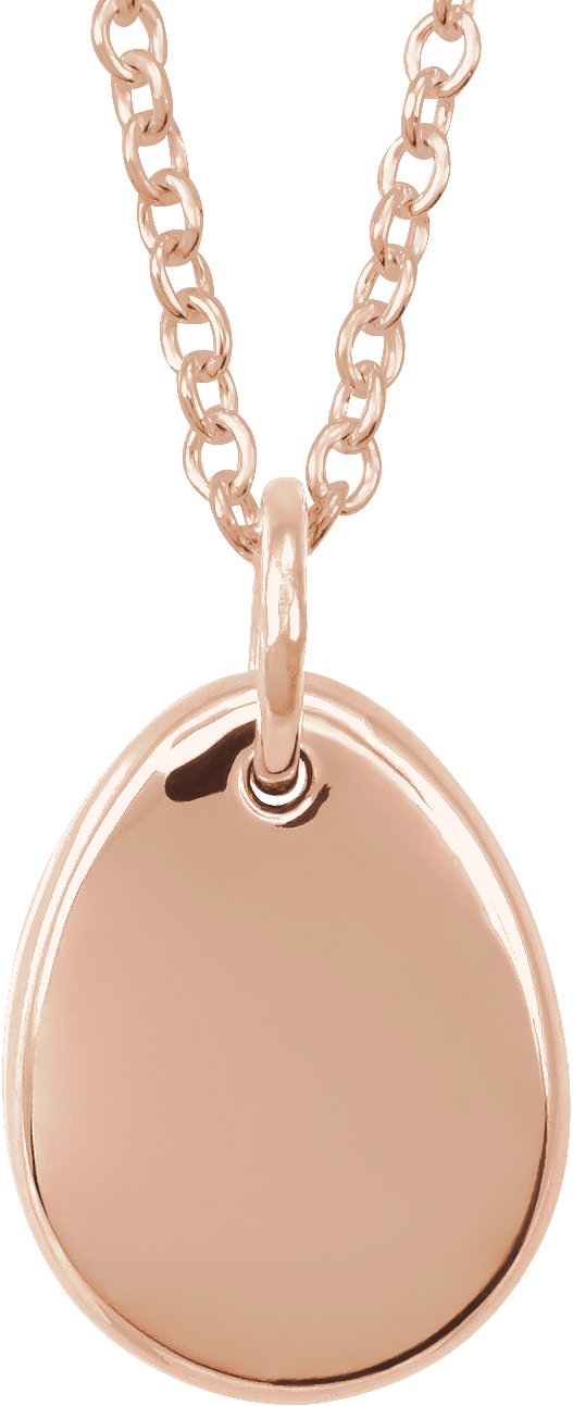 14K Gold Engravable Accented Necklace - Rose Gold - view 3