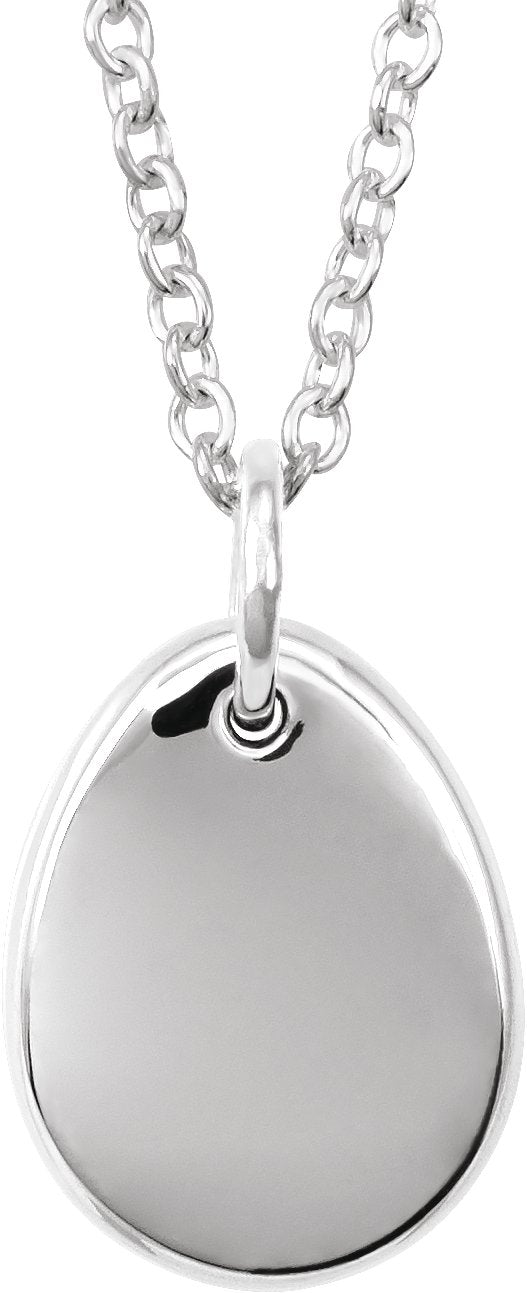 14K Gold Engravable Accented Necklace - White Gold - view 3