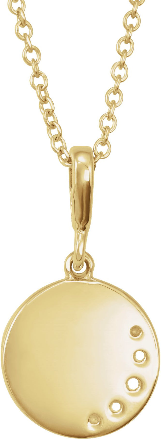 14K Gold Crescent Moon Disc Necklace or Pendant - Yellow Gold - view 3