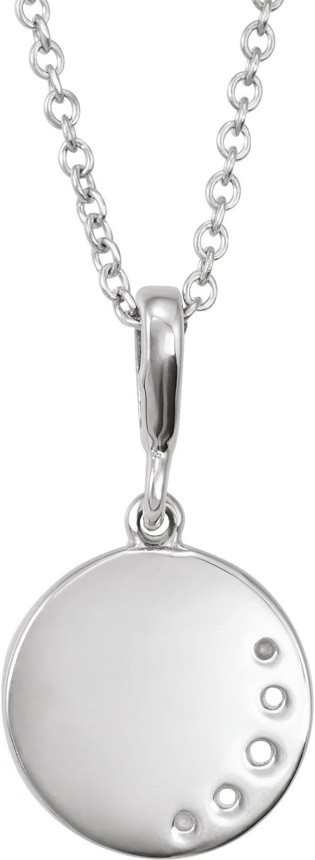 14K Gold Crescent Moon Disc Necklace or Pendant - White Gold - view 3