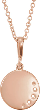 14K Gold Crescent Moon Disc Necklace or Pendant - Rose Gold - view 3