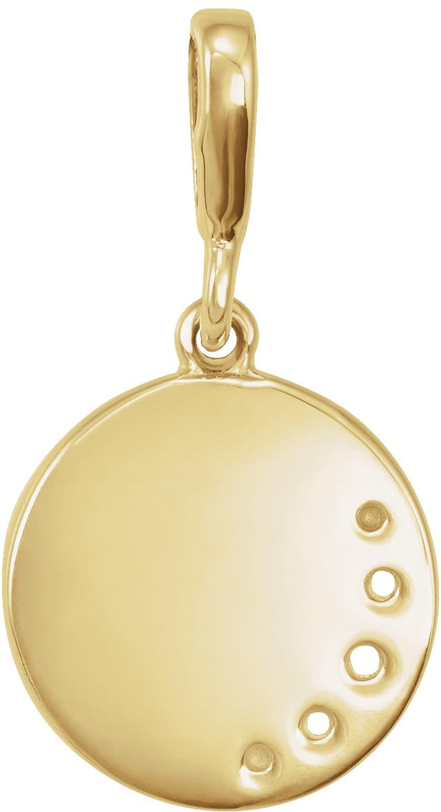 14K Gold Crescent Moon Disc Necklace or Pendant - Yellow Gold - view 3