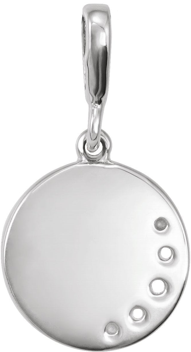 Platinum Crescent Moon Disc Necklace or Pendant - view 3