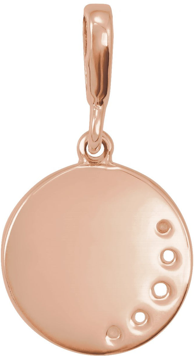 14K Gold Crescent Moon Disc Necklace or Pendant - Rose Gold - view 3