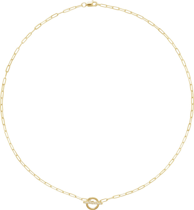 14K Gold Round Natural Diamond Accented Toggle Necklace - Yellow Gold - view 3